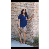 Leopard Print Casual Sport Two Piece Shorts Set LUO-6656