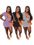 Sexy Solid Large V Neck Mini Dress MTY-6551