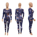 Fashion Angel Print Long Sleeve Jumpsuit LUO-6631