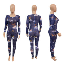 Fashion Angel Print Long Sleeve Jumpsuit LUO-6631