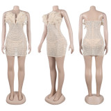 Sexy Feather Hot Diamond Beaded Dress NY-2737