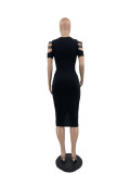 Fashion Hot Drill Tie Up Irregular Dress JRF-3741