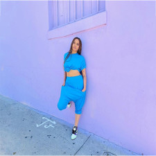 Solid Color Casual Loose Sport Two Piece Pants Set LUO-6670