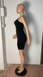 Solid Color White Edge Sexy Mini Dress  LUO-6652