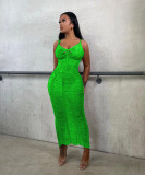 Solid Color Knits Hollow Out Beach Dress TR-1269