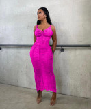 Solid Color Knits Hollow Out Beach Dress TR-1269