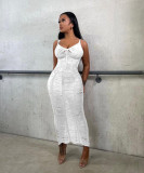 Solid Color Knits Hollow Out Beach Dress TR-1269