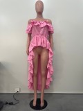 Ruffled One Shoulder Irregular Swallowtail Top OLYF-6101-1