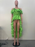 Ruffled One Shoulder Irregular Swallowtail Top OLYF-6101-1