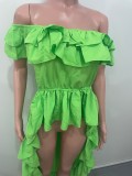Ruffled One Shoulder Irregular Swallowtail Top OLYF-6101-1