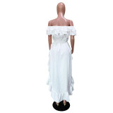 Ruffled One Shoulder Irregular Swallowtail Top OLYF-6101-1