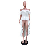 Ruffled One Shoulder Irregular Swallowtail Top OLYF-6101-1