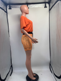 Print Short Sleeve Two Piece Shorts Set GDNY-1052
