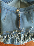 Sexy Beveled Tassel Denim Skirts MEM-88501