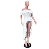 Ruffled One Shoulder Irregular Swallowtail Top OLYF-6101-1