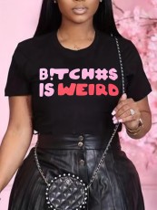 Letter Print O Neck T Shirt SH-390624