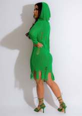 Knits Long Sleeve Hooded Midi Dress LA-A3332