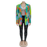 Fashion Print Long Sleeve Blazer  BY-6557