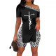 Print Slash Shoulder Slit Tops Two Piece Set LSD-1026