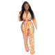 Long Sleeve Print Lapel Neck Two Piece Pants Set XMY-9440