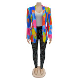 Fashion Print Long Sleeve Blazer  BY-6557