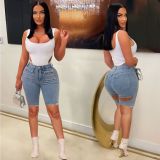 Casual Denim Holes Slim Peals Short CM-8690