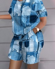 Casual Print Short Sleeve Two Piece Shorts Set SHD-9617