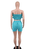 Casual Solid Wrap Chest Shorts Two Piece Set XHXF-8628