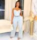 Plus Size Fashion Denim Tube Tops Two Piece Pants Set YMEF-5315