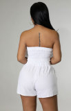 Casual Solid Wrap Chest Shorts Two Piece Set XHXF-8628