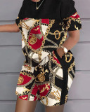 Casual Print Short Sleeve Two Piece Shorts Set SHD-9617