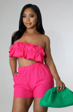 Casual Solid Wrap Chest Shorts Two Piece Set XHXF-8628