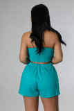 Casual Solid Wrap Chest Shorts Two Piece Set XHXF-8628