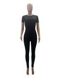 Slim Fit Short Sleeve Top Pants Suit GMOY-1862
