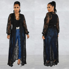 Wave Lace Long Sleeve Loose Cardigan BY-6532