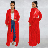 Wave Lace Long Sleeve Loose Cardigan BY-6532