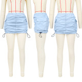 Solid Drawstring Pleated Sport Skirts ASL-6670