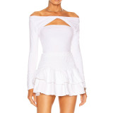 Solid One Shoulder Long Sleeve T Shirts ASL-6683