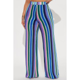 Colorful Stripe Knits Wide Leg Pant ASL-6685