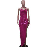 Sexy Halter Backless Pleated Irregular Dress YS-S858