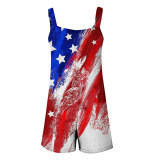 National Flag Print Loose Sling Romper SHD-9621