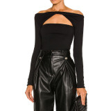 Solid One Shoulder Long Sleeve T Shirts ASL-6683