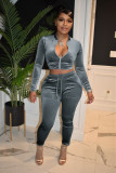 Solid Velvet Long Sleeve 2 Piece Pants Sets YD-8652