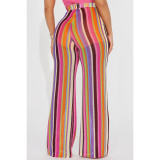 Colorful Stripe Knits Wide Leg Pant ASL-6685