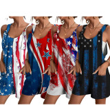 National Flag Print Loose Sling Romper SHD-9621