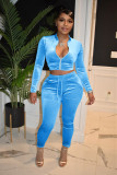 Solid Velvet Long Sleeve 2 Piece Pants Sets YD-8652