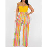 Colorful Stripe Knits Wide Leg Pant ASL-6685