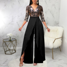 Priint Patchwork V Neck Jumpsuit SMR-12074