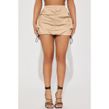 Solid Drawstring Pleated Sport Skirts ASL-6670