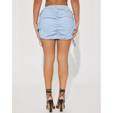 Solid Drawstring Pleated Sport Skirts ASL-6670